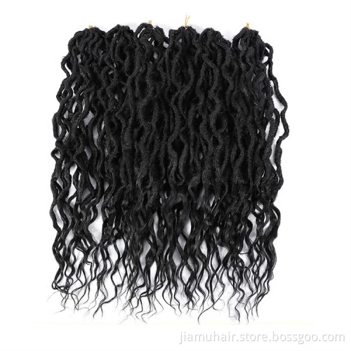 Wholesale goddess locs crochet synthetic braiding hair curly ends ombre faux locs hair braids crochet locs hair extensions